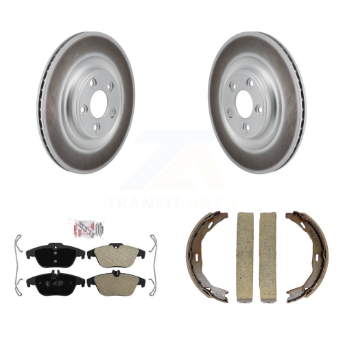 Image 1 of 10.. Rear Disc Coated Rotors Semi-Metallic Pads Parking Brake Shoes Kit For Mercedes-Benz E400 KGA-106877