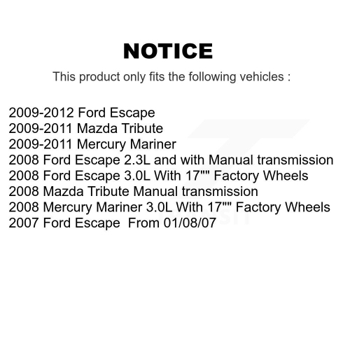 Front To Frame Suspension Stabilizer Bar Bushing Kit 72-K201311 For Ford Escape Mazda Tribute