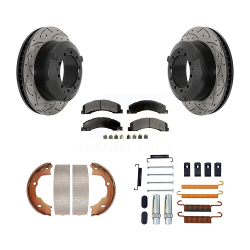 Image 1 de 10.. Ensemble de pièces pour patins de stationnement en céramique à disques perforés et rainurés pour Ram Dodge KDT-101669