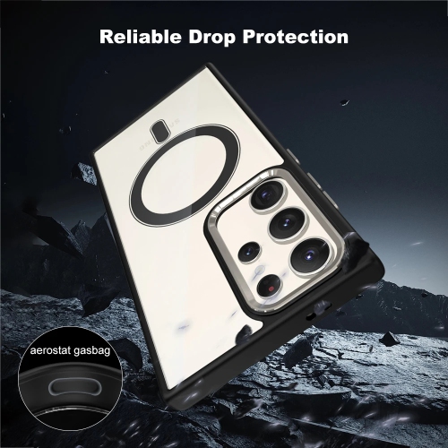 [CS] Transparent Hard PC Hybrid Magnetic MagSafe Case Cover for Samsung Galaxy S25 Ultra, Black