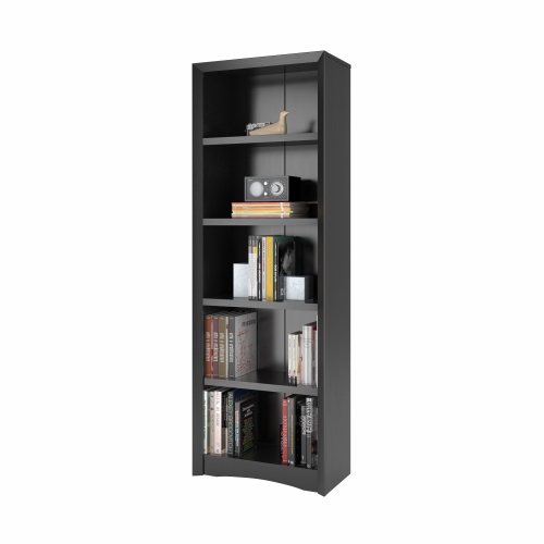 Quadra 71'' Tall Adjustable Shelf Bookcase, 5-Tier Shelving Unit Bookshelf with Open Shelves, Black