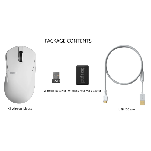 Pulsar X3 Mini Wireless Gaming Mouse - Ultra-Light 50 g, XS-1 32K DPI Sensor, 8K Polling, Ergonomic Right-Hand Design for Palm Grip or Claw Grip,