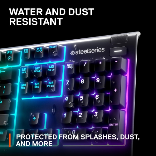 SteelSeries Apex 3 RGB Gaming Keyboard – 10-Zone RGB Illumination – IP32 Water Resistant – Premium Magnetic Wrist Rest