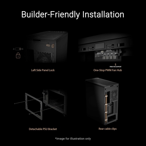 ASUS ProArt PA401 Wood Edition ATX Mid-Tower Case – Tempered Glass, FSC-Certified Wooden Front Panel, Dual 160mm Fans, Power & Reset Button Lock,