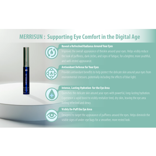 MERRISUN Screen Fatigue Eye Serum – Hydrating & Revitalizing Care for Tired, Screen-Weary Eyes – Reduces Puffiness & Dark Circles with Antioxidant