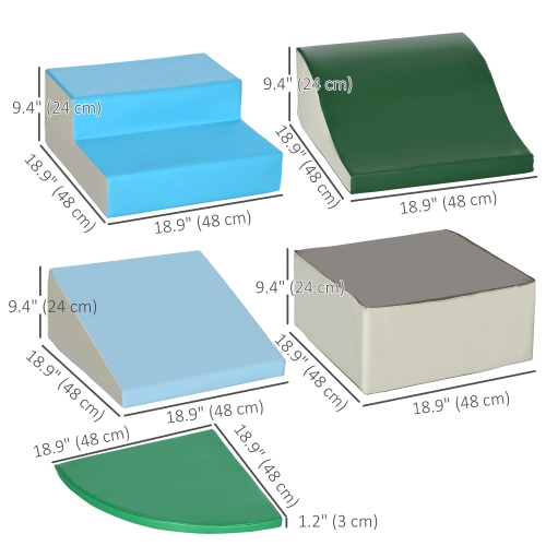 Ensemble de jeu en mousse 6 pièces de Qaba pour les tout-petits à grimper, ramper, glissoire, équipement de jeu intérieur sécuritaire pour les