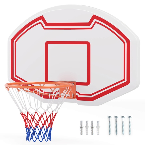 COSTWAY  Large Wall Mounted Basketball Hoop With 36" X 24" Shatter-Proof Backboard Or Kids