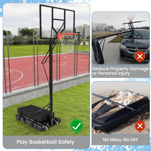 Goplus Portable Basketball Hoop Stand Adjustable Height with Shatterproof Sandbag Wheels