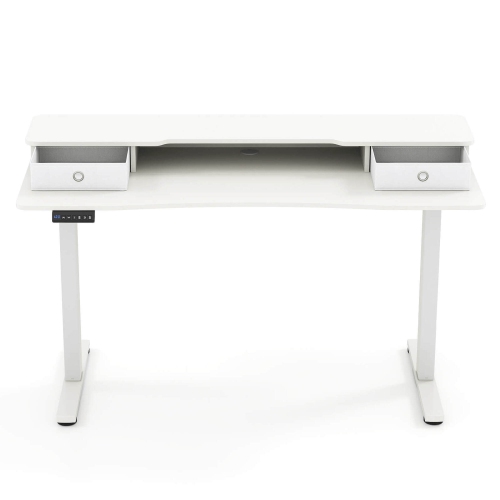 Costway 55"x 24" Electric Standing Desk with 2 Drawers Monitor Stand Storage Shelf