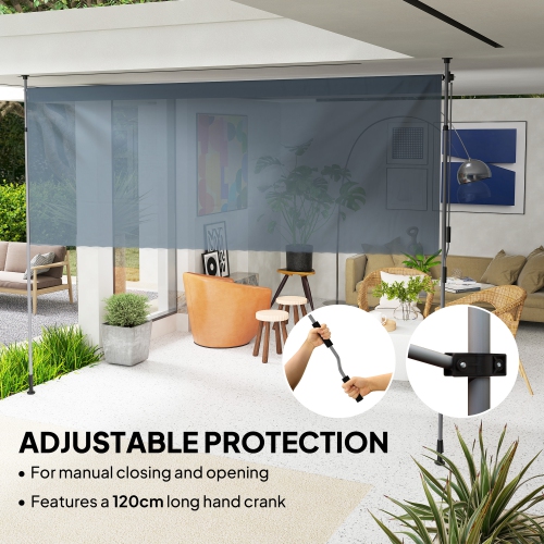 Outsunny 11.5' x 10' Retractable Patio Awning, Manual Outdoor Privacy Screen with UPF30+ & Water-Resistant Fabric for Patio, Balcony, Terrace, Pool,