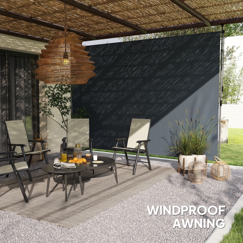 Outsunny 11.5' x 10' Retractable Patio Awning, Manual Outdoor Privacy Screen with UPF30+ & Water-Resistant Fabric for Patio, Balcony, Terrace, Pool,