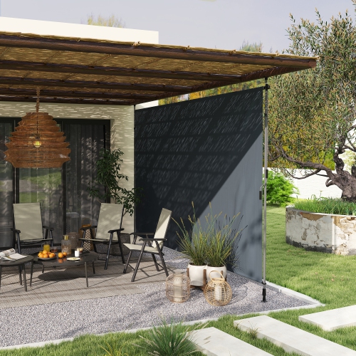 Outsunny 13' x 10' Retractable Patio Awning, Manual Outdoor Privacy Screen with UPF30+ & Water-Resistant Fabric for Patio, Balcony, Terrace, Pool,