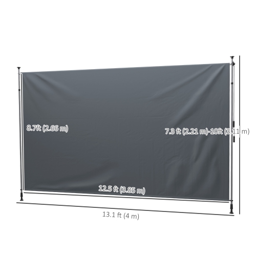 Outsunny 13' x 10' Retractable Patio Awning, Manual Outdoor Privacy Screen with UPF30+ & Water-Resistant Fabric for Patio, Balcony, Terrace, Pool,