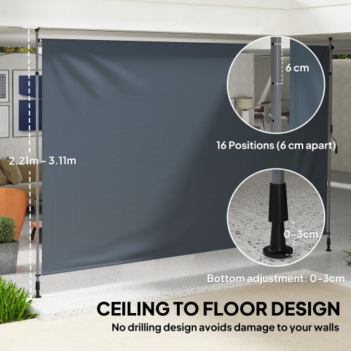 Outsunny 13' x 10' Retractable Patio Awning, Manual Outdoor Privacy Screen with UPF30+ & Water-Resistant Fabric for Patio, Balcony, Terrace, Pool,