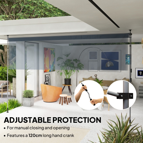 Outsunny 13' x 10' Retractable Patio Awning, Manual Outdoor Privacy Screen with UPF30+ & Water-Resistant Fabric for Patio, Balcony, Terrace, Pool,