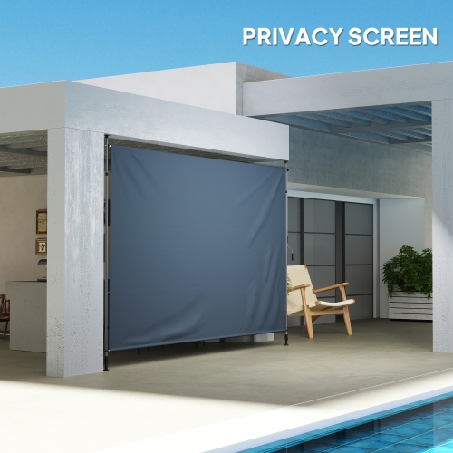 Outsunny 13' x 10' Retractable Patio Awning, Manual Outdoor Privacy Screen with UPF30+ & Water-Resistant Fabric for Patio, Balcony, Terrace, Pool,
