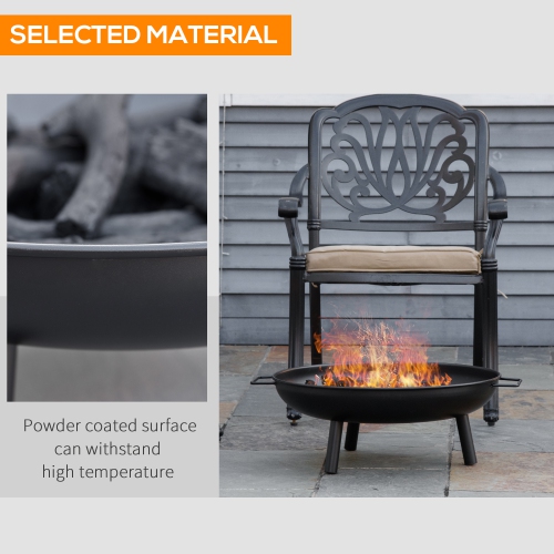 Outsunny 23" Round Outdoor Fire Pit, Portable Wood-Burning Firepit with Support Legs for Garden, Patio, Backyard, Camping, Bonfire, Black
