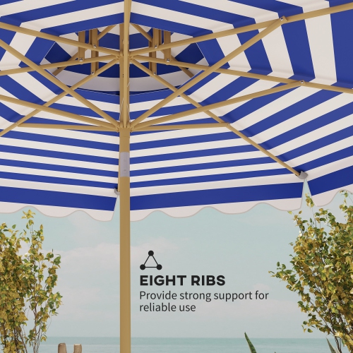 Outsunny 9FT Patio Umbrella, 45° Tilting Parasol with 8 Ribs, Crank, UPF 50+, 2-Tier Vented Patio Table Umbrella for Garden, Deck, Poolside, Blue