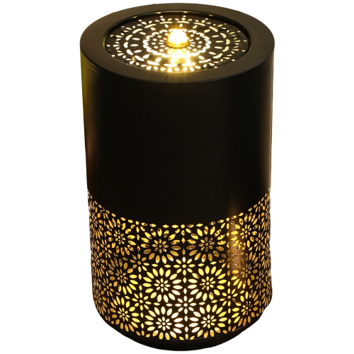 OUTSUNNY  Outdoor Water Fountain \w Led Lights, 21" Tall Garden Waterfall Fountain Water Feature \w Adjustable Flow for Patio Porch Backyard Deck