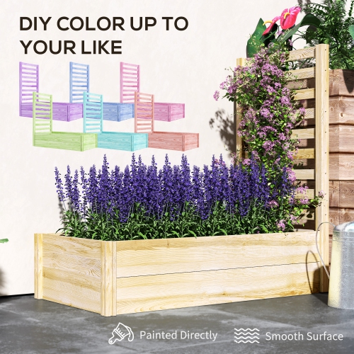 Outsunny – Bac de jardin surélevé avec treillis, jardinière en bois de 45 x 24&nbsp;po, base ouverte, pour plantes d'extérieur, légumes, fleurs,