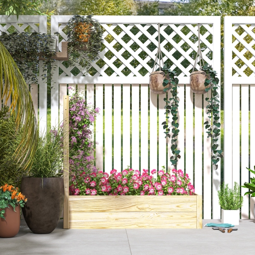 Outsunny – Bac de jardin surélevé avec treillis, jardinière en bois de 45 x 24&nbsp;po, base ouverte, pour plantes d'extérieur, légumes, fleurs,