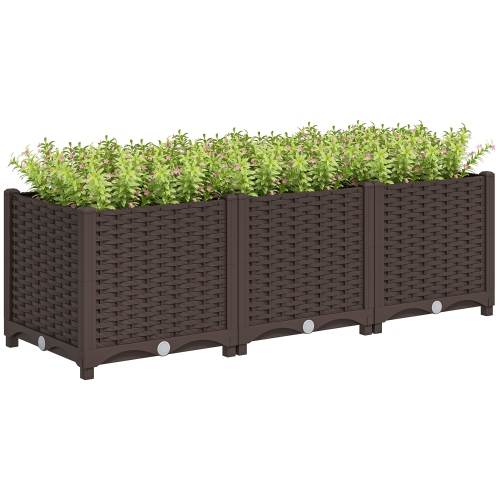 Outsunny – Bac de jardin surélevé en plastique, jardinière d'extérieur avec trous de drainage pour jardin, patio, balcon, terrasse, 47,2&nbsp;po x 15