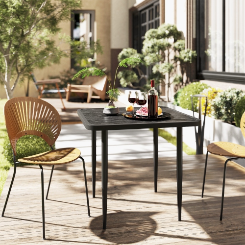Outsunny 31.5" Outdoor Dining Table for 4, Square Patio Dining Table with Metal Frame for Garden, Lawn, Backyard, Black