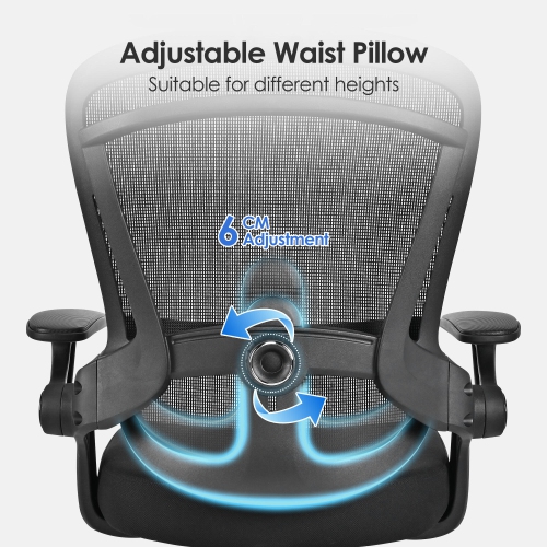 Ergonomic Mesh Office Chair, High Back Computer Desk Chair with Flip-Up Armrests, Adjustable Headrest and Lumbar Support