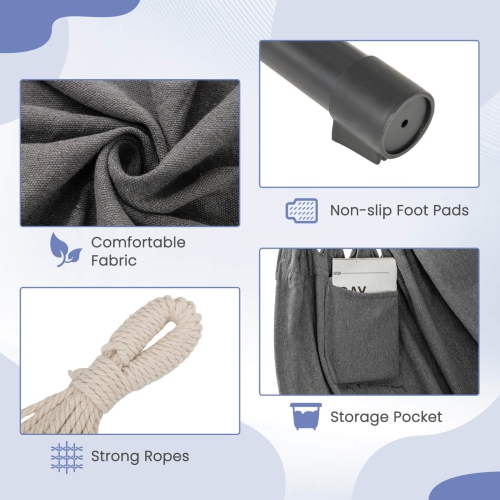 Chaise-hamac réglable de Costway avec support à 6 positions ajustables Pochette de rangement robuste