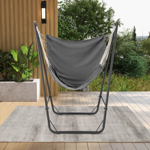 Costway Heavy-duty Hammock Chair with Stand Metal Frame Storage Pocket Quality Fabric