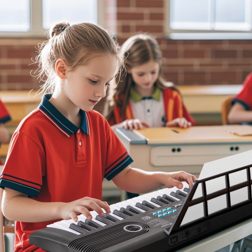 Costway 61 Keys Kids Piano Keyboard with Carry Bag Microphone Sheet Stand Power Supply