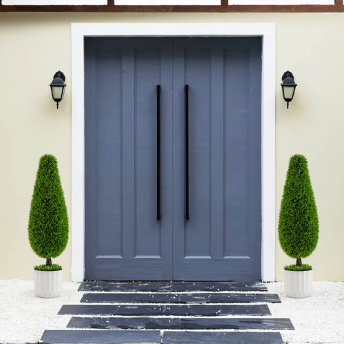 COSTWAY  2 Pack Artificial Cedar Plant 3 Ft Potted Teardrop Shaped Bush With Premium Pe Leaves