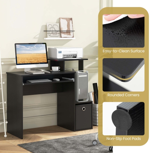 Costway Home Office Computer Desk Space-saving Study Writing Desk with Keyboard Tray