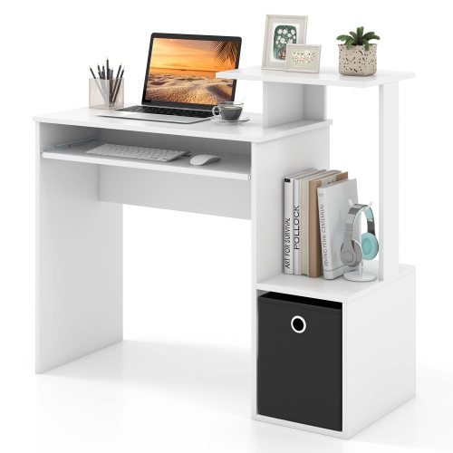 COSTWAY  Home Office Computer Desk Space-Saving Study Writing Desk With Keyboard Tray