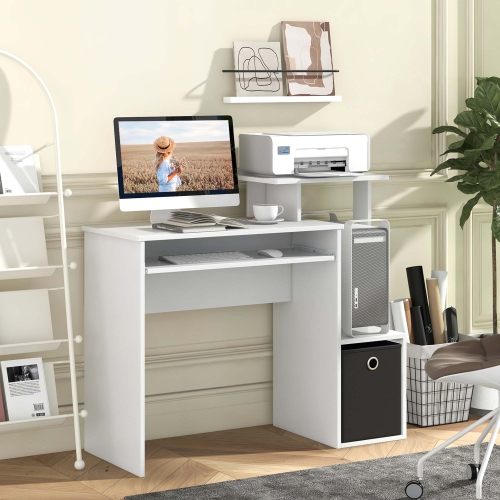Costway Home Office Computer Desk Space-saving Study Writing Desk with Keyboard Tray