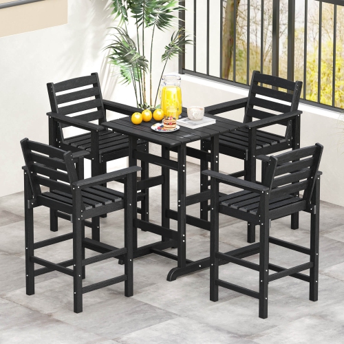 Costway Patio Adirondack Bar Chairs Set of 2 with Wide Armrests & Footrest Backrest