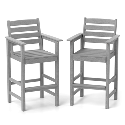 Ensemble de 2 chaises de bar de patio Adirondack de Costway avec accoudoirs larges et repose-pieds