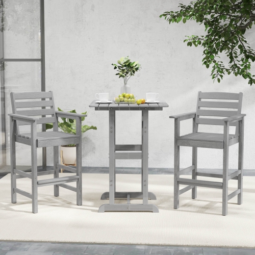 Costway Patio Adirondack Bar Chairs Set of 2 with Wide Armrests & Footrest Backrest