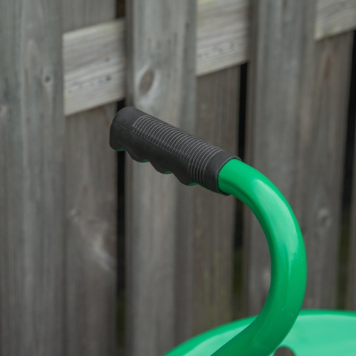 Outsunny Garden Scooter, Rolling Cart with Swivel and Adjustable Seat, Tool Tray, Bucket Basket, Green and Black