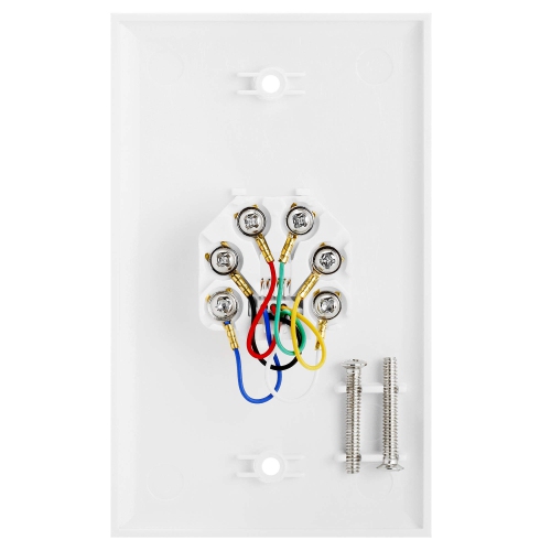 Cmple – Connecteur RJ11 simple avec 6 conducteurs Prise pour plaque murale téléphonique 6P6C, prise murale simple pour téléphone, plaque murale avec