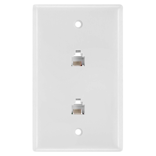 Cmple – Connecteur double RJ11 avec 6 conducteurs Prise pour plaque murale pour téléphone 6P6C, prise murale double pour téléphone, plaque murale