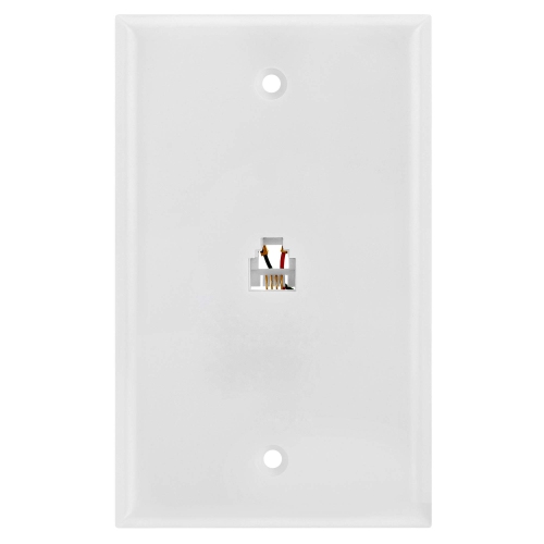 Cmple - Single RJ11 Connector with 4 Conductors Phone Wall Plate Jack 6P4C Telephone Single Jack Wallplate with Screws