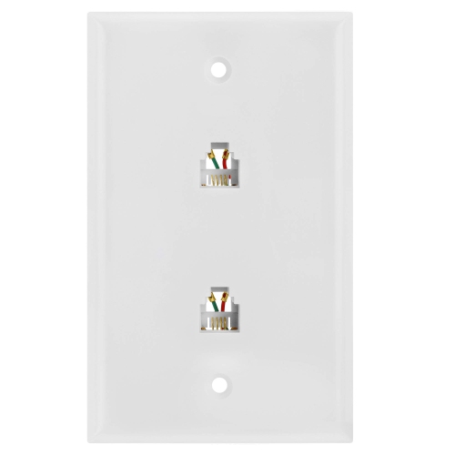 Cmple – Connecteur double RJ11 avec 4 conducteurs Prise pour plaque murale téléphone 6P4C, prise murale double, vis