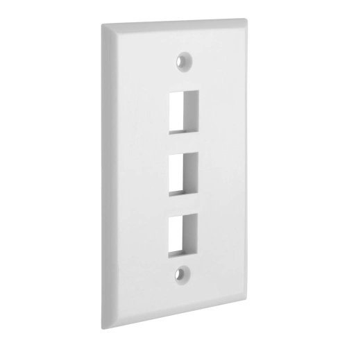 Cmple - 3 Port Keystone Wall Plate White with Standard Size Keystone Jack Plate Insert 1 Gang Ethernet Wall Plate for RJ45 Keystone, Modular Inserts