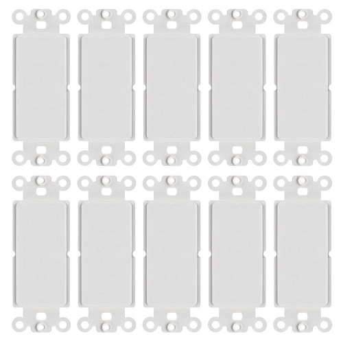 Cmple - 10 Pack Blank Insert for Decorator Wall Plate, 1 Gang Blank Adapter Insert Polycarbonate Thermoplastic Single Gang Wall Plate- White