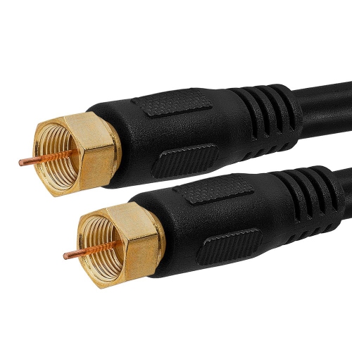 CMPLE  Digital Coaxial Cable F-Type Male Rg6 Coax Digital Audio Video With F Connector Pin Satellite Cord - 12 Feet In Black