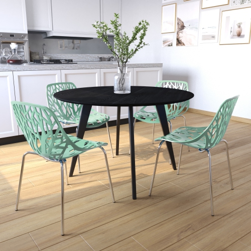 Chaise de salle à manger moderne Asbury LeisureMod avec pattes chromées – élégante et durable pour les salles à manger, les cuisines et les bureaux
