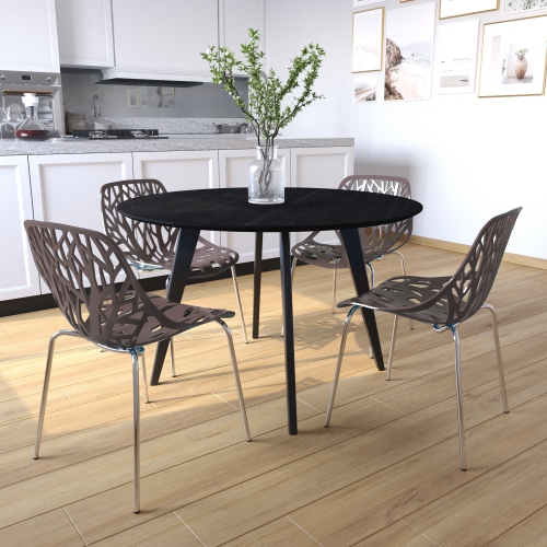 Chaise de salle à manger moderne Asbury LeisureMod avec pattes chromées – élégante et durable pour les salles à manger, les cuisines et les bureaux