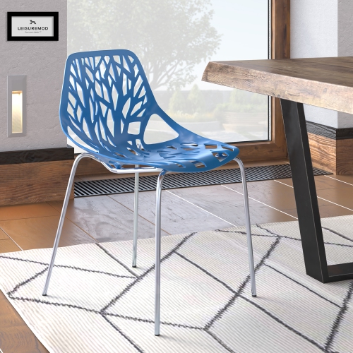 LeisureMod Modern Asbury Dining Chair with Chrome Legs – Stylish and Durable for Dining Rooms, Kitchens, and Offices