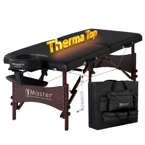 Master Massage 28" Roma Therma Top Heated Portable Massage Table, Wide Salon Spa Beauty Facial Bed with Adjustable Heating System, Face Pillow, and